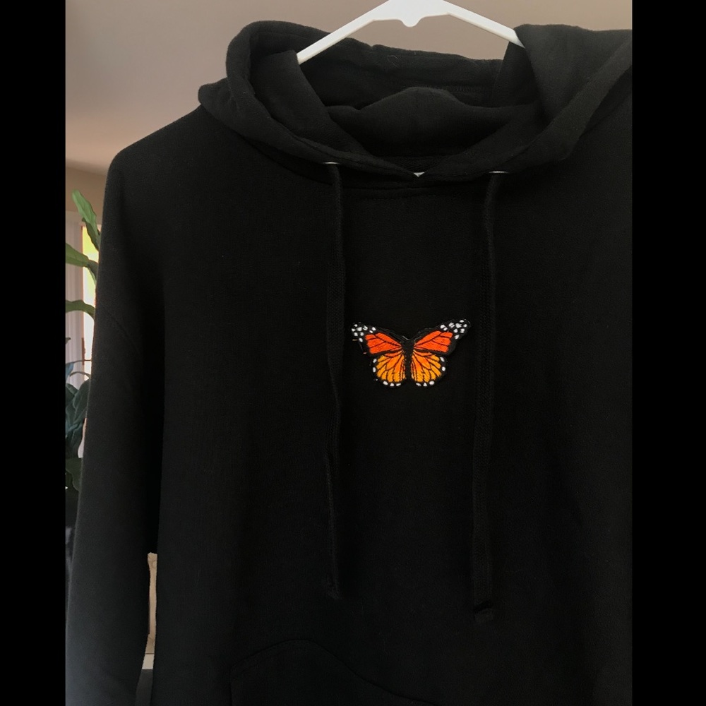 Black hoodie with Orange Butterfly 🦋